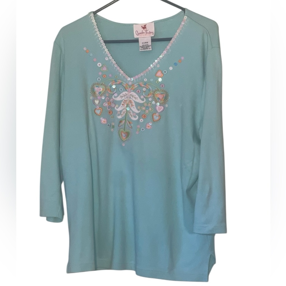 Quaker Factory embellished top. Size XL GUC